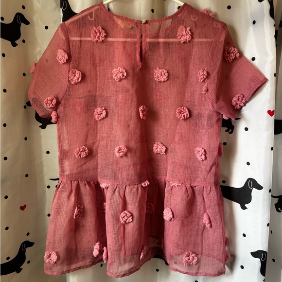 Entro Pink Sheer Top with Floral Details - Picture 4 of 4